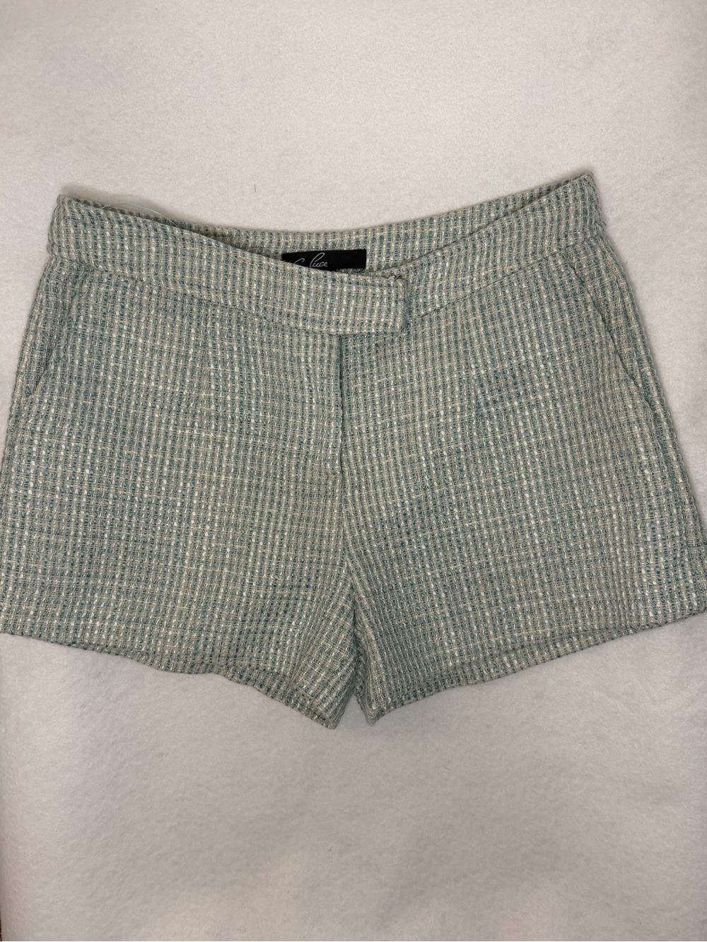 C. Luce Bouclé Tweed Light Blue White Women's Regular Shorts S Polyester Nylon